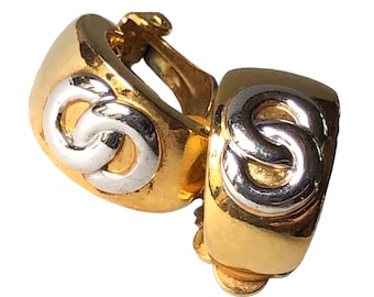 Pendientes de aro gruesos con clip en oro y plata