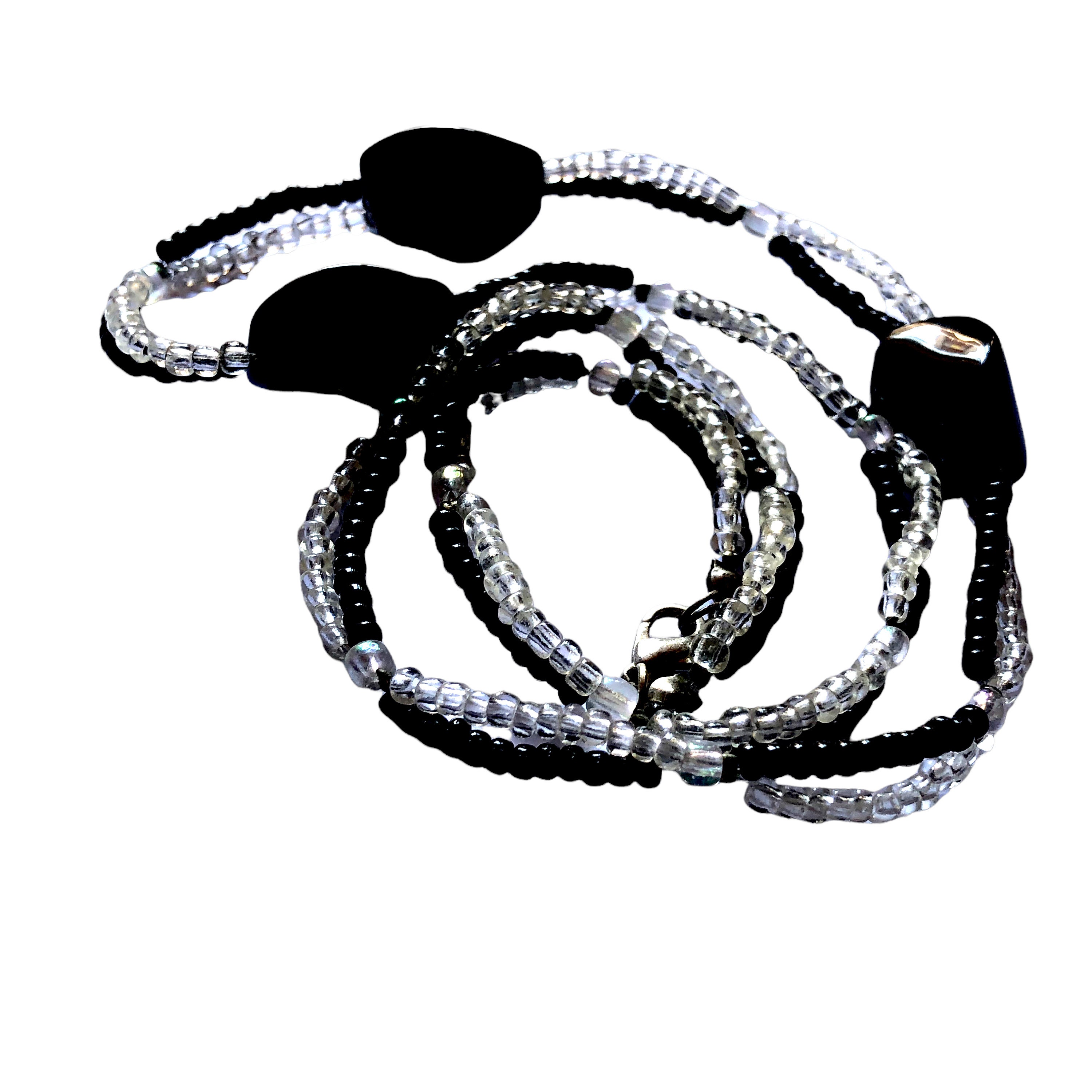 Black and Clear Glass Seed Bead Necklace With Acrylic Nugget Etsy