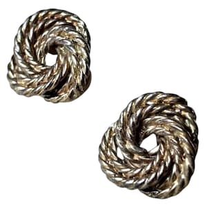 Vintage Boucles d'oreilles clip dorées à double nœud en corde de style rétro classique