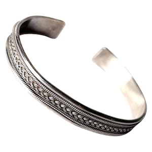 Vintage Braided Sterling Silver Bangle: Handmade Unisex Bracelet