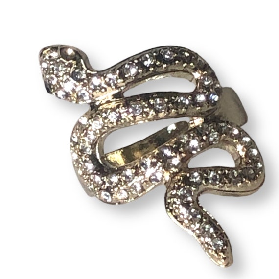 Rhinestone Snake Ring, Gold Style Snake Ring Encr… - image 3