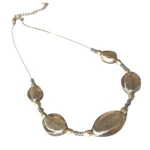 Silvered Bead Necklace, Mercury Glass Style, Wire Chain