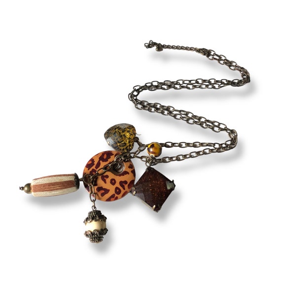 Bronze Safari Style Animal Print Pendant Necklace… - image 7