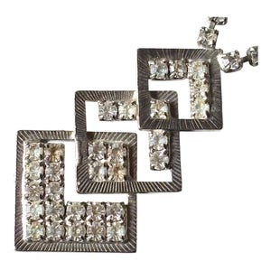 Vintage Crystal Necklace, 1940s Rhinestone Jewellery, Retro Paste Pendant, Art Deco Style Necklace, Bridal Necklace, Gift for Her, Statement