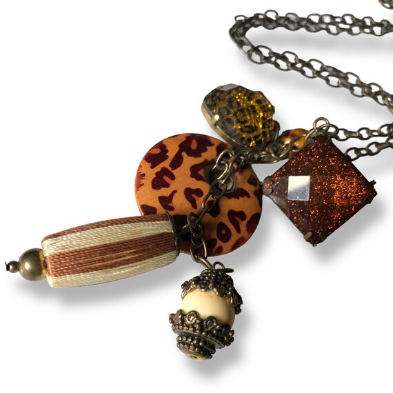 Bronze Safari Style Animal Print Pendant Necklace… - image 5