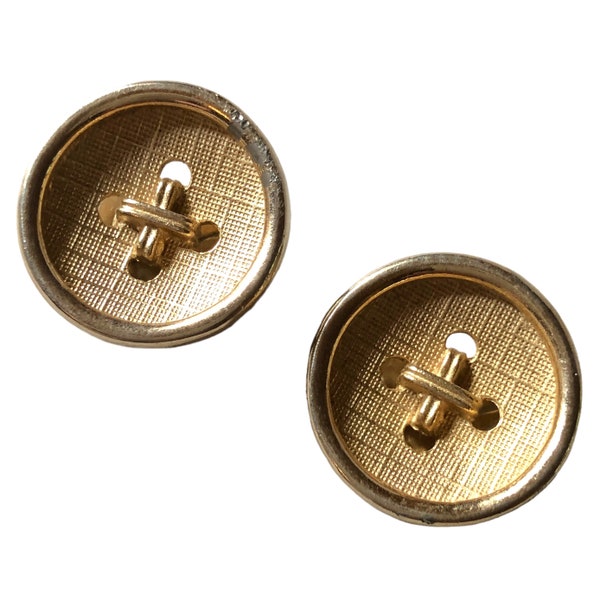 Vintage Marboux Button Gold Style Clip On Stud Earrings