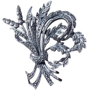 Stunning Marcasite Silver Style Brooch, Floral Spray Brooch, Mid Century Brooch, Brooch Uk, Gift For Her, Brooch Uk, Jewelry USA