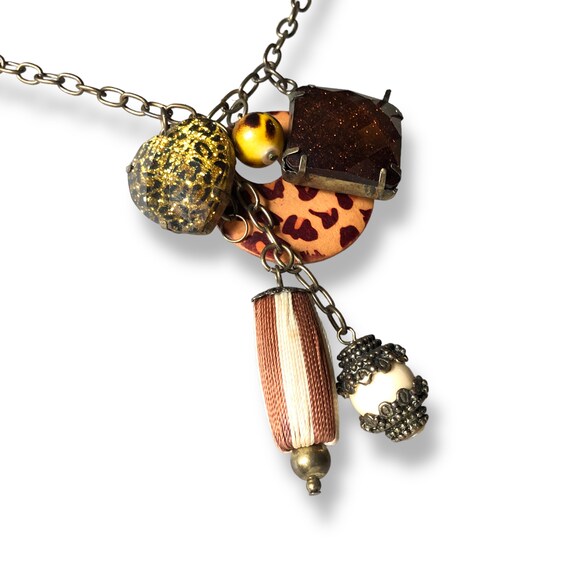 Bronze Safari Style Animal Print Pendant Necklace… - image 3
