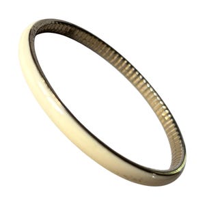 Vintage Cream Enamel Bangle Bracelet: Y2K Minimalist Stacking Jewelry
