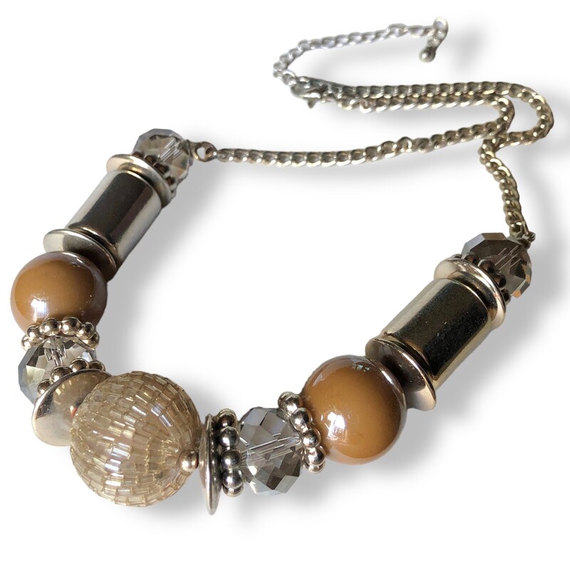 Mabry Chunky Beaded Necklace- Grey