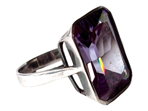Vintage Alexandrite Cocktail Ring: Sterling Silve… - image 3