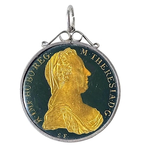 1780 Maria Theresa Thaler Coin Pendant: Sterling Silver Austrian Bullion