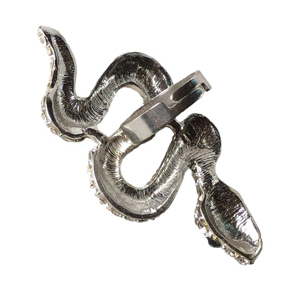 Vintage Rhinestone Snake Ring, Silver Style Adjus… - image 7