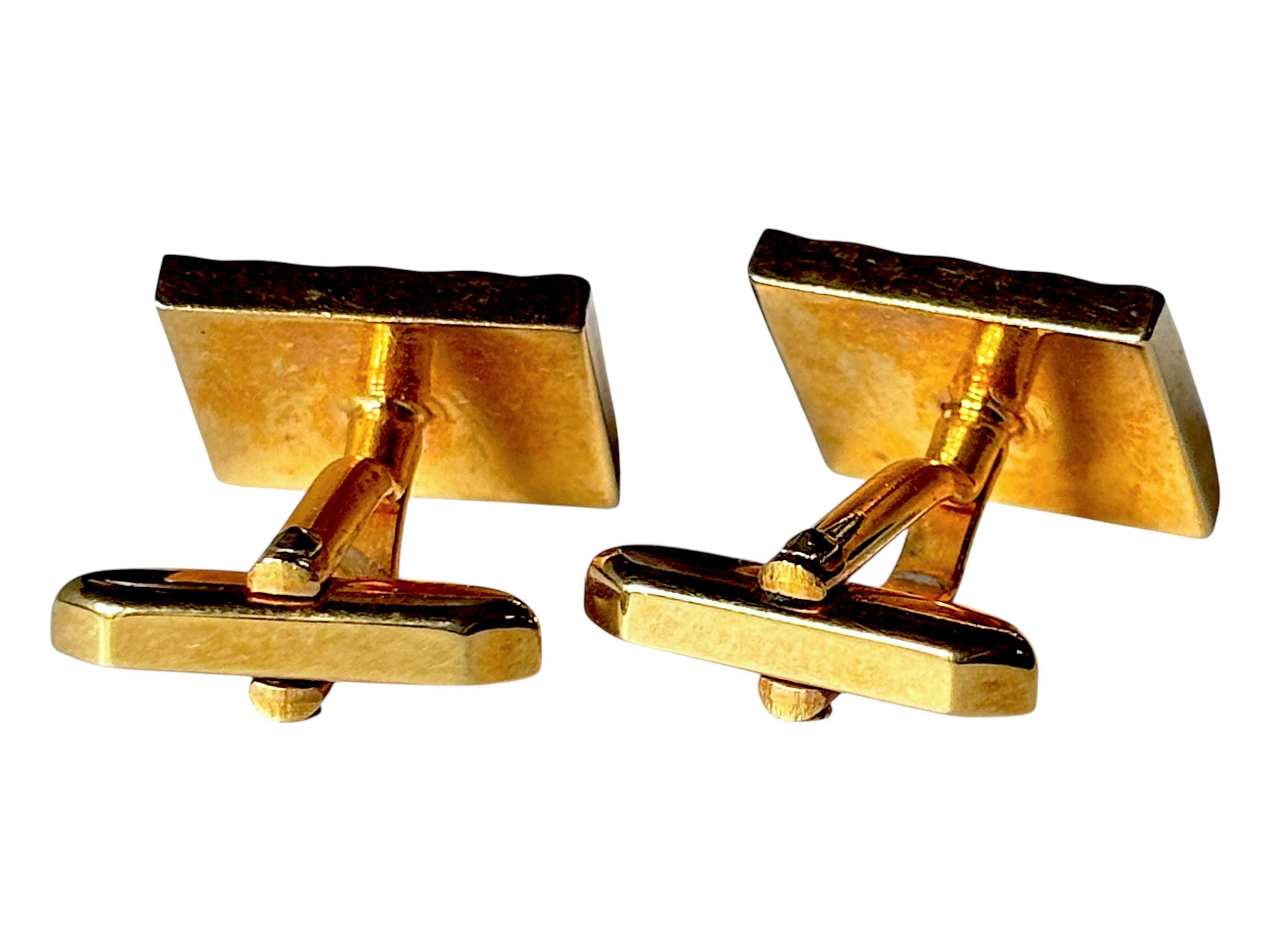 Lot Vintage De Boutons De Manchette Plaqué Or 24k De Tolède – Années 70, état Porté