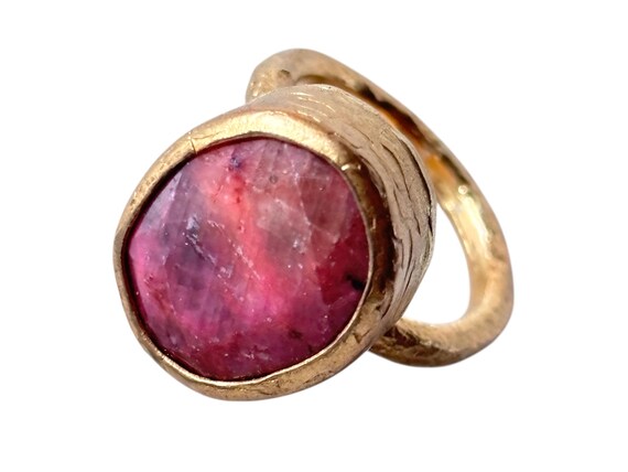 Vintage Ruby Zoisite Gold Plated Adjustable Oval … - image 8