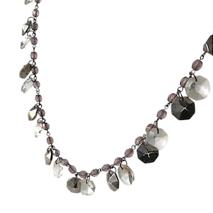 1990s Jasper Conran Flapper Necklace, Purple Crystal & Mirrored Beads