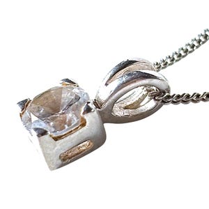 Dainty CZ Solitaire Pendant Necklace: 925 Sterling Silver, Minimalist Bridal Jewelry