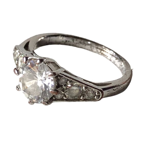 Silver Plated Solitaire Proposal Ring, Temporary … - image 1