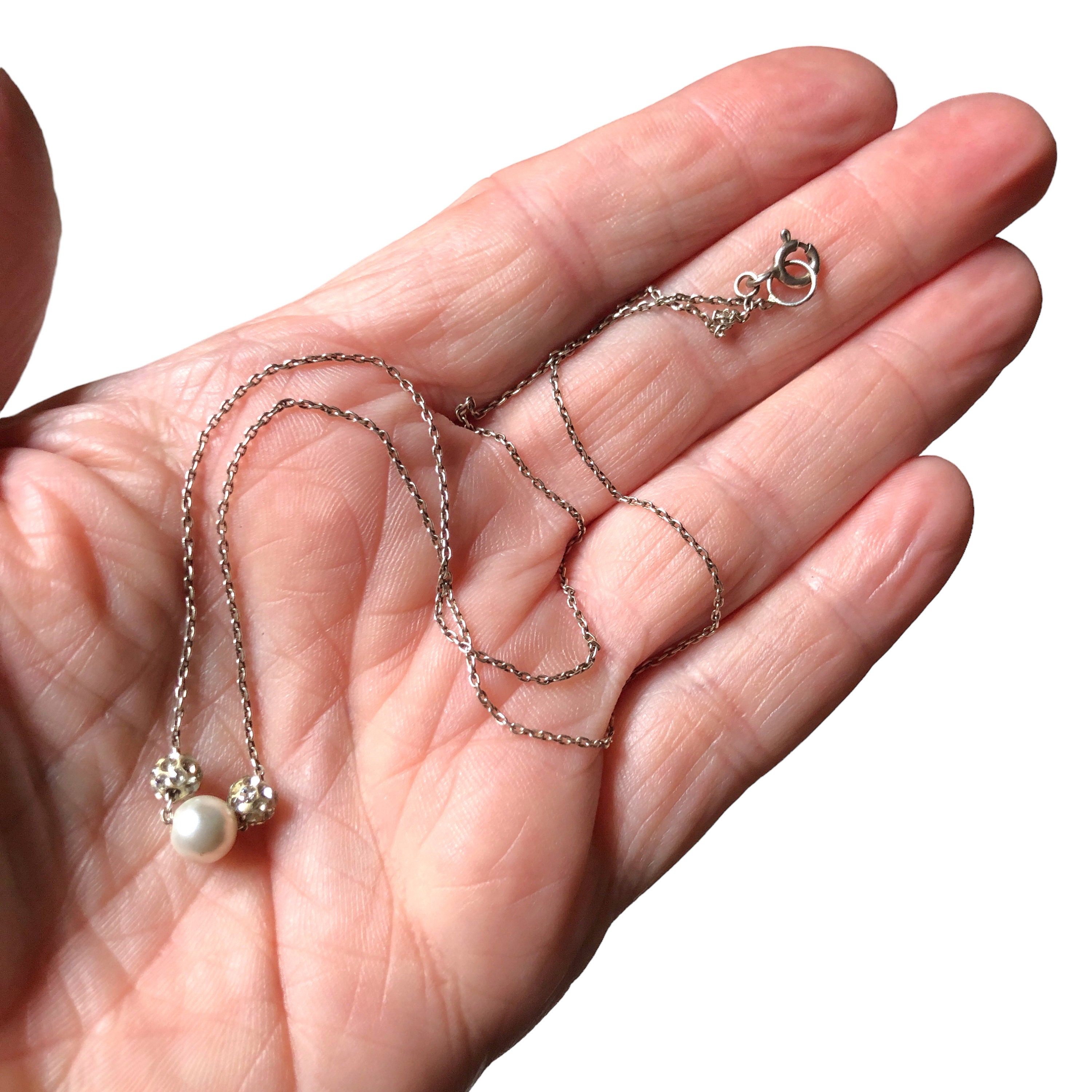 TATIANA☆[Silver925] Delicate Pearl Chain Necklace MUSINSA | TATIANA (Silver 925) Delicate Pearl Y Chain