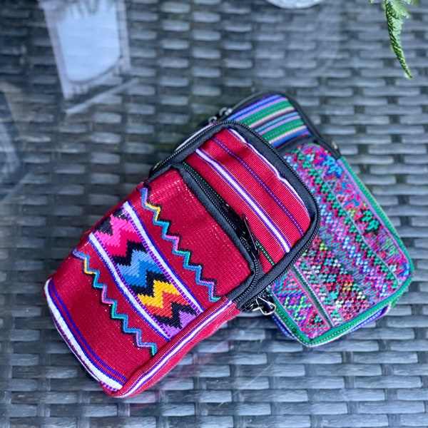 Colorful Handmade phone case, made in Guatemala, crossbody bag, Artisanal bags, One Of a Kind, small bag, hiking bag, Guatemalan textiles