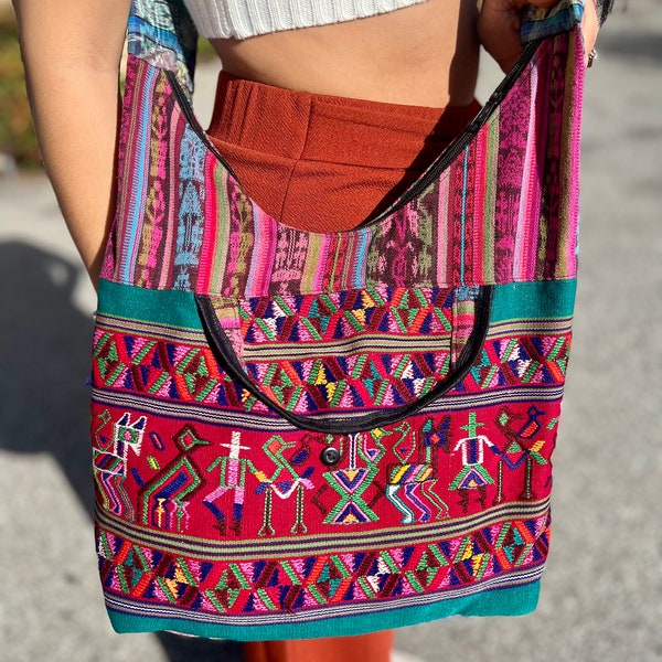 Authentic Huipil crossbody bag, boho bag, handwoven, one of a kind bag, made in Guatemala