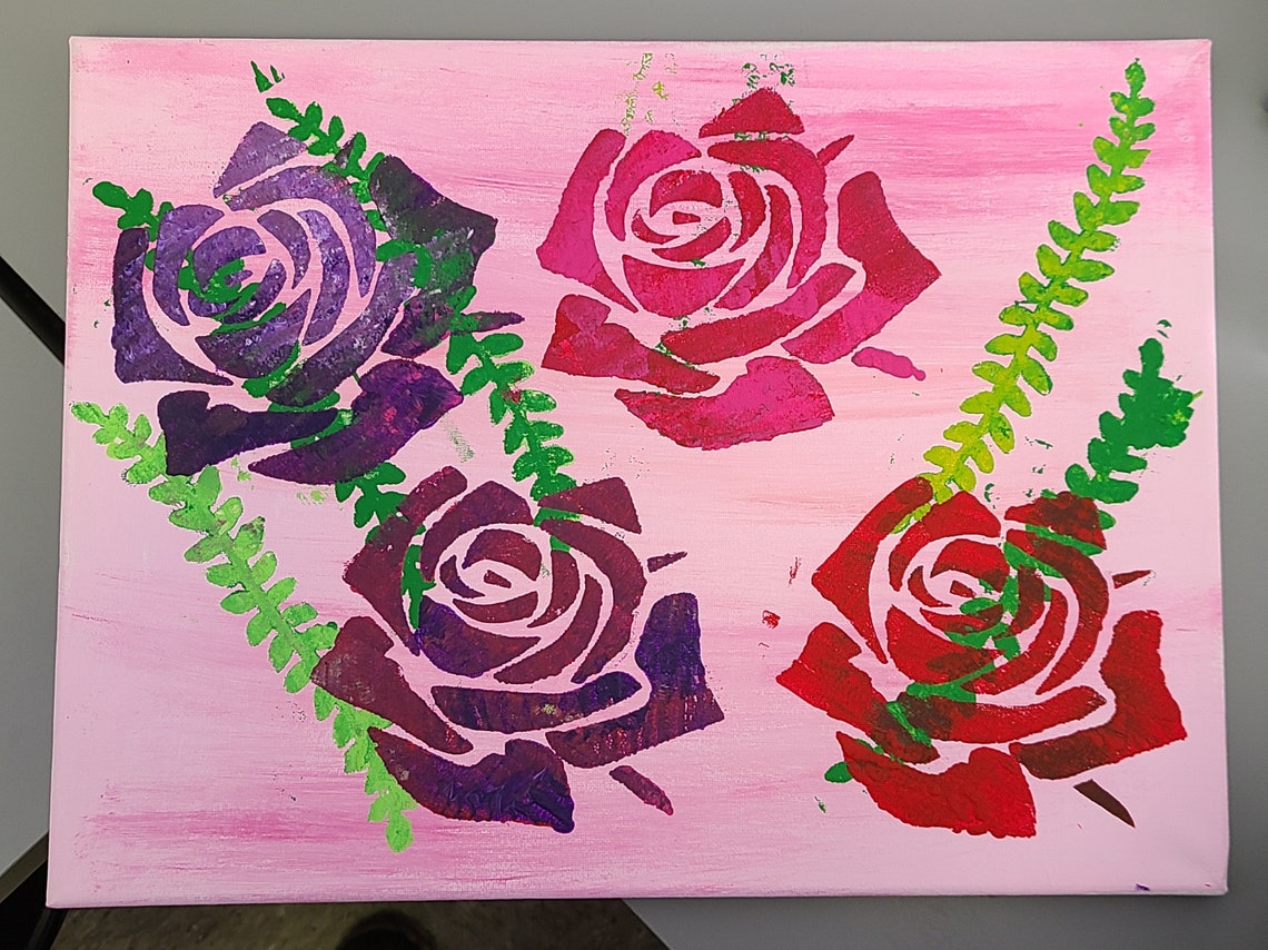 Flower canvas painting | Etsy