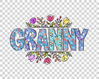 Abuela Floral PNG: Diseño de sublimación para taza o camiseta (Descarga digital)