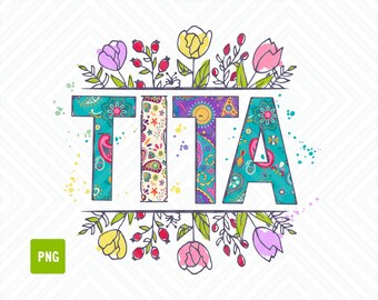 Tita Floral PNG: Sublimeringstryckdesign (digital nedladdning)