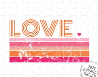 Retro Love PNG: Vintage Sublimation Design (Digital Download)