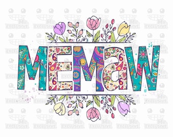 Memaw Floral PNG: Sublimationsdesign (300 DPI)