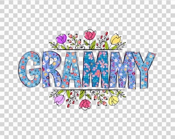 PNG Floral Grammy: Clipart colorido para sublimación (Descarga digital)