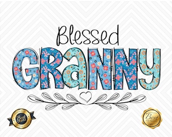 Blessed Granny Floral PNG: Sublimation Design, Mug & T-Shirt (Digital Download)