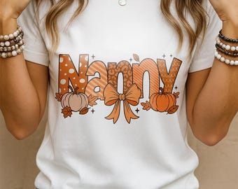 PNG de Halloween de niñera de otoño retro: Sublimación de lazo de calabaza (descarga digital)