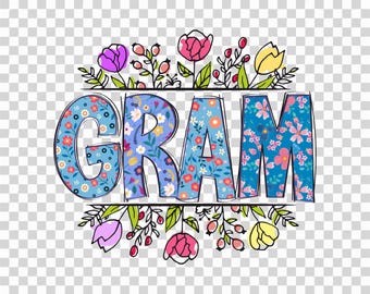 Floral Gram PNG: Diseño de sublimación colorido (archivo digital)