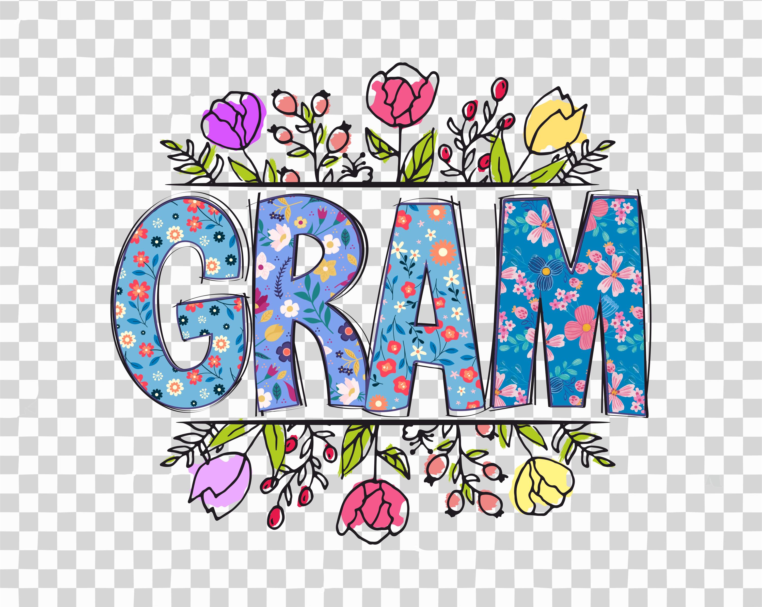 Floral Gram PNG: Colorful Sublimation Design (digital File) - Etsy