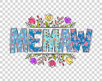 Memaw Floral PNG: Diseño de sublimación para taza o camiseta (Descarga digital)