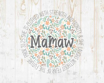 Mamaw PNG Image: Floral Sublimation Design (Digital Download)