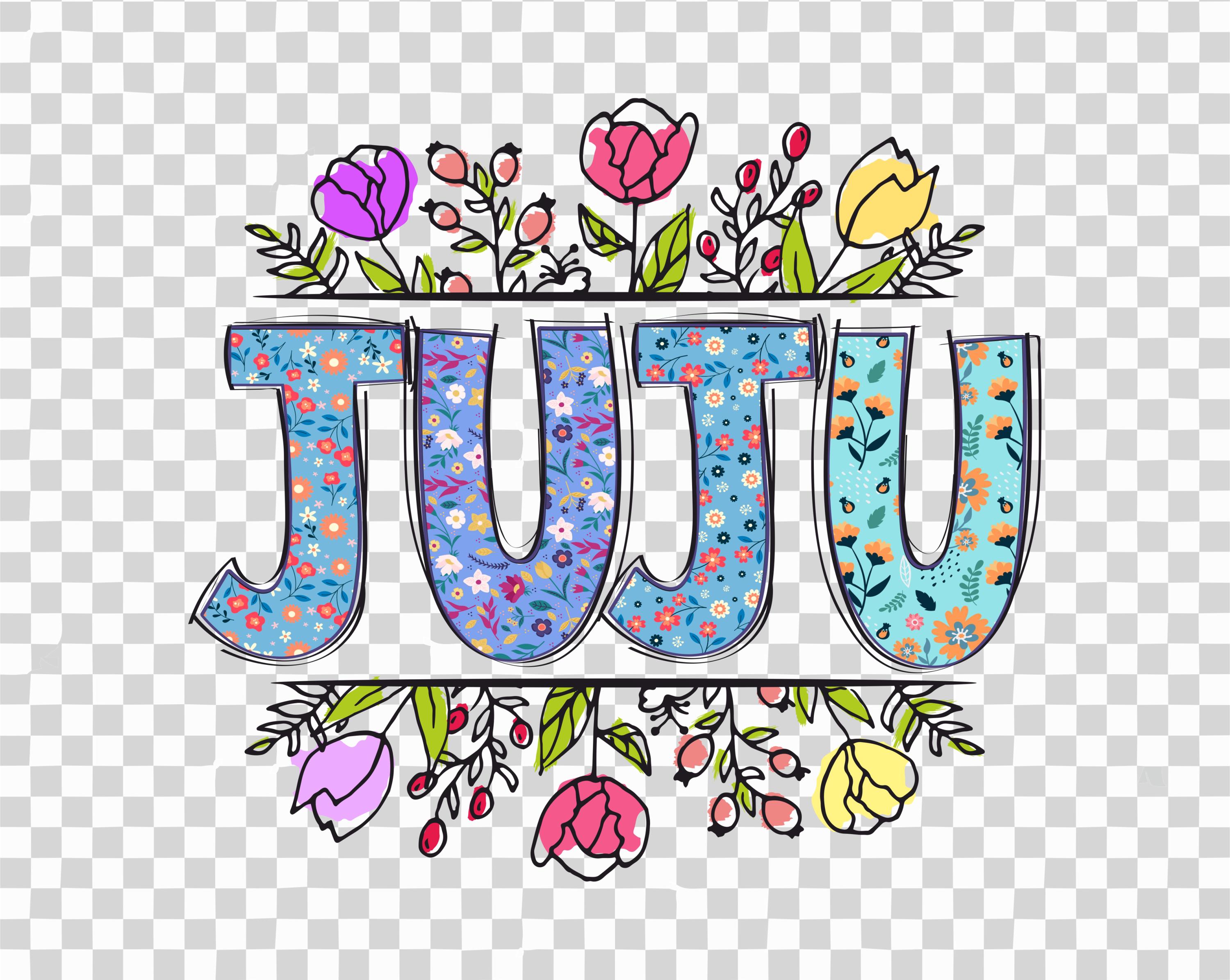 ♥ju.ju様♥ Floral Juju PNG: Colorful Name Image, Sublimation Design (digital