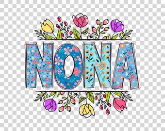 Nona Floral PNG: Diseño de sublimación de nombre colorido (archivo digital)