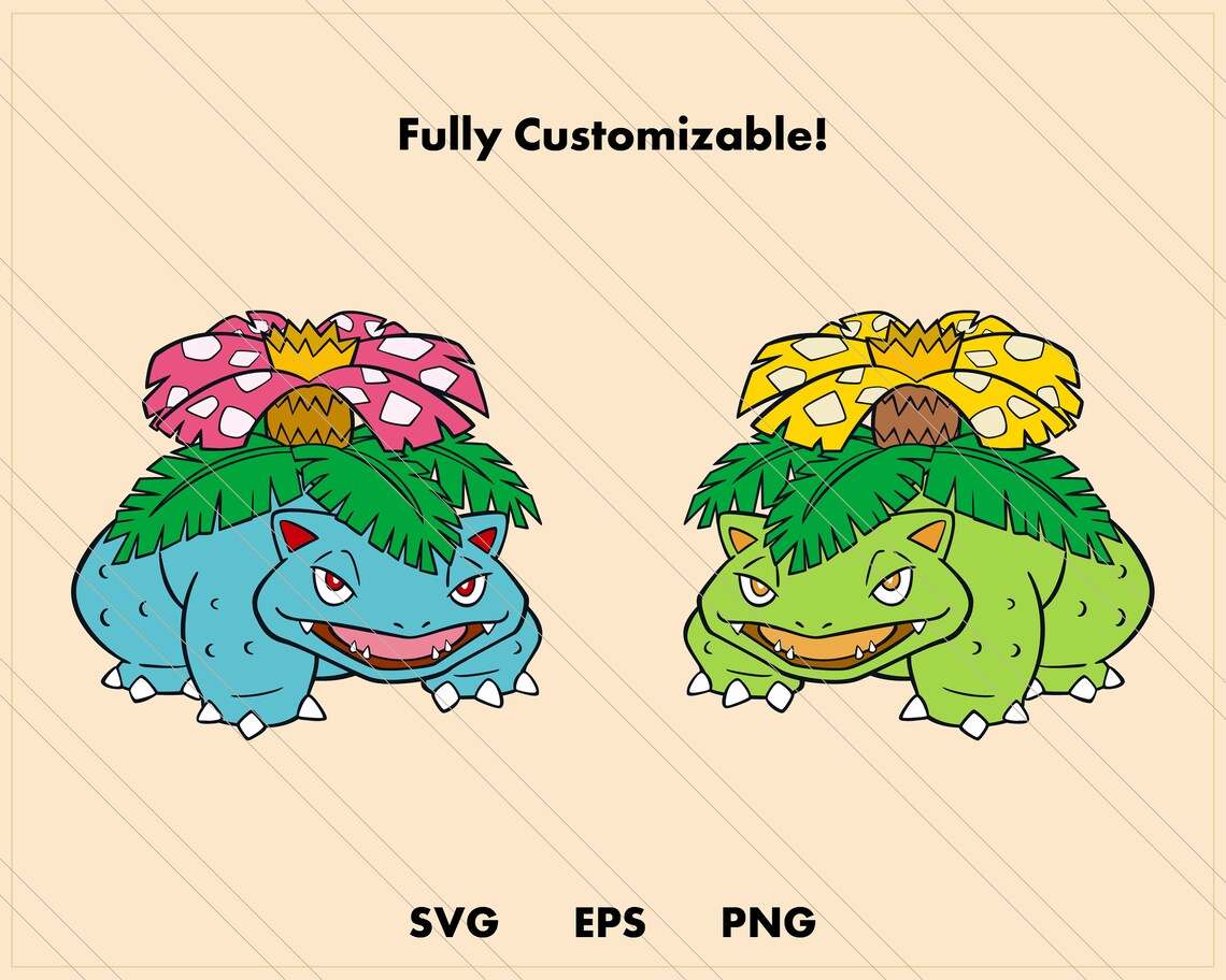 Venusaur Pokemon SVG cut file Layered digital template Etsy