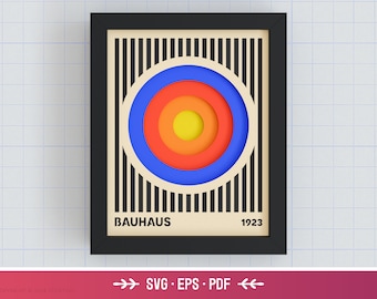 3D Vintage Bauhaus Shadow Box - Modern Decor, Abstract, Geometric, Retro, Layered Paper Art, Shadow Box Files for Cricut, Simple and Easy