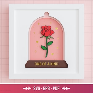 3D Special Rose Shadow Box SVG - Valentijnsdag, liefde SVG, gelaagde papierkunst, huwelijkscadeau, cadeau paren, Cricut, silhouet, lichtbak