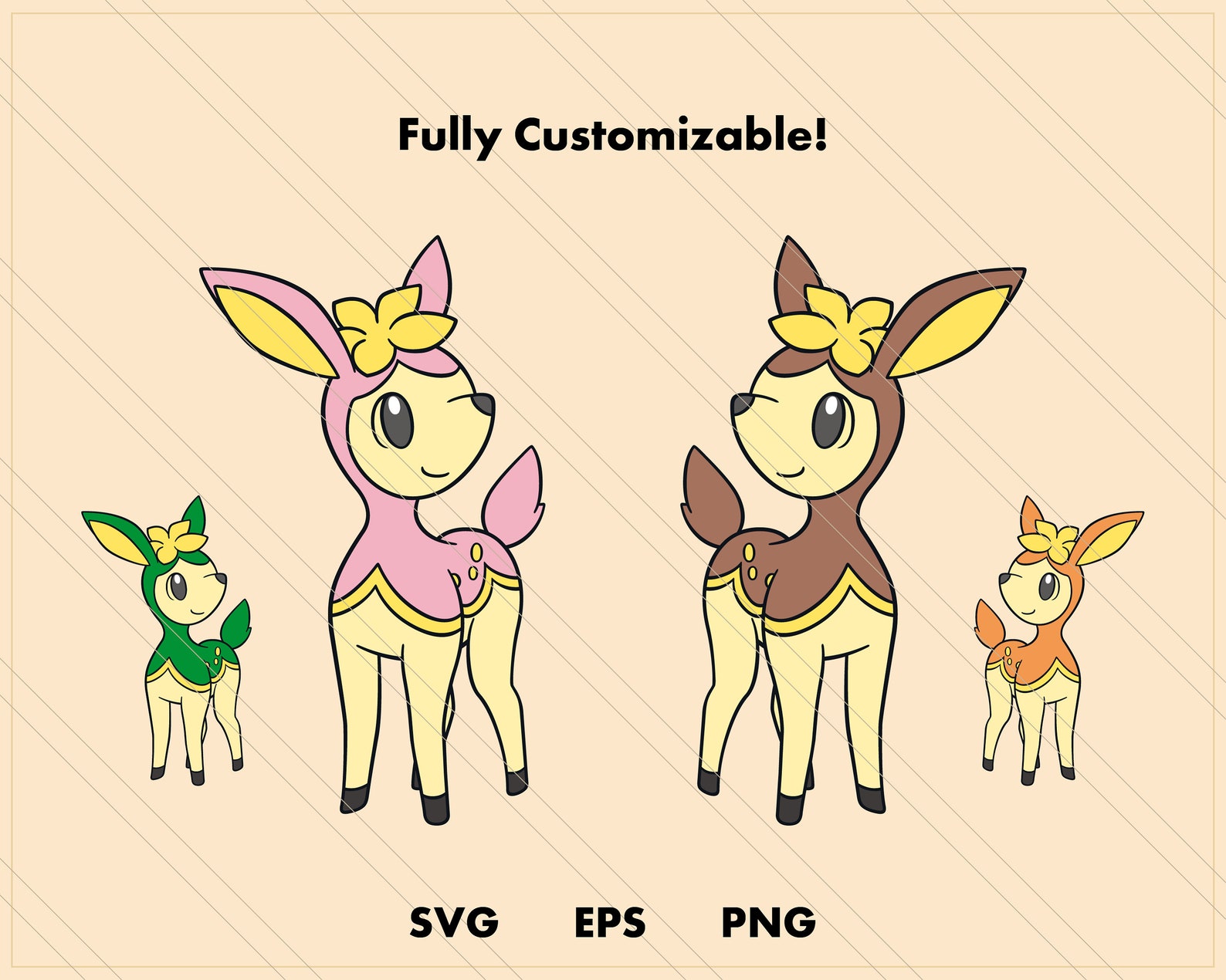 Deerling Pokemon SVG cut file Layered digital template | Etsy