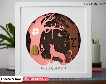 3D Siberian Husky Shadowbox SVG - Layered Paper Art, Pet Memorial, Personalized Dog Files for Cricut and Silhouette with Easy Instructions