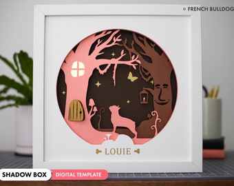 3D French Bulldog Shadowbox SVG - Layered Paper Art, Pet Memorial, Personalized Dog Files for Cricut and Silhouette with Easy Instructions
