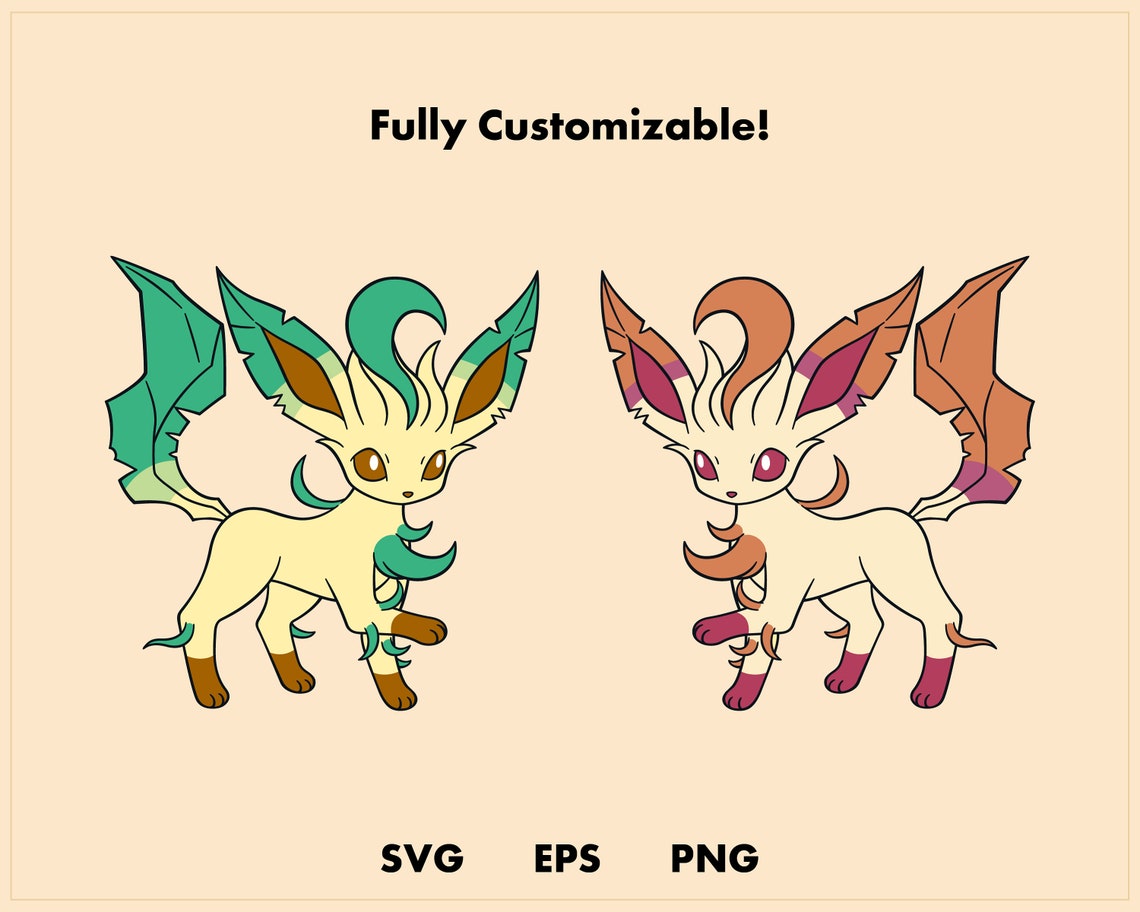 Download Leafeon Pokemon SVG cut file Layered digital template | Etsy