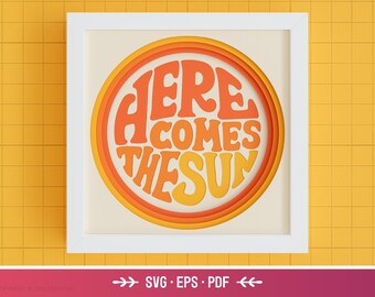 3D Motivational Shadow Box - Retro SVG, Uplifting Quote, Layered Paper Art, Groovy Summer Cut Files For Cricut