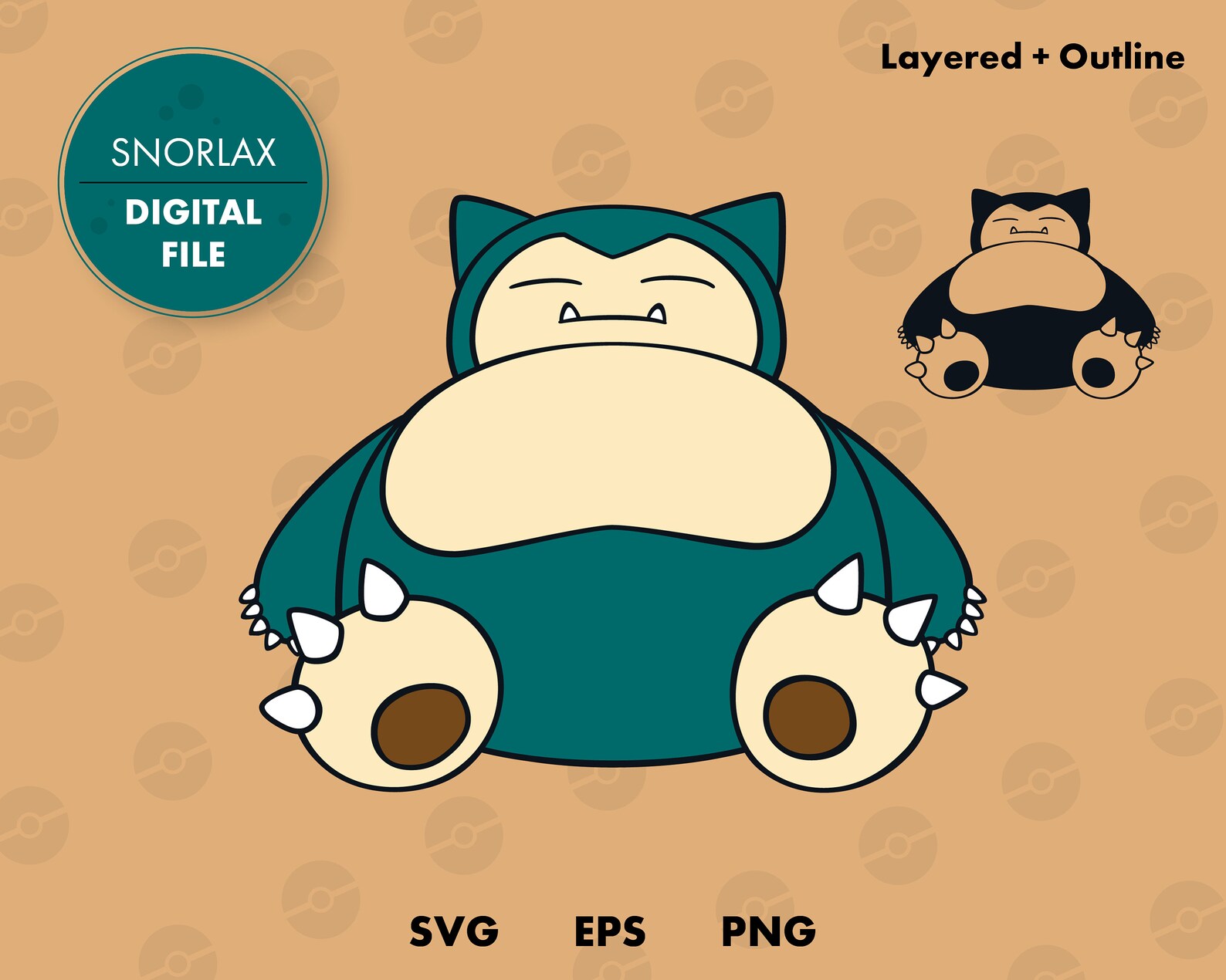 Snorlax Pokemon SVG cut file Layered digital template | Etsy