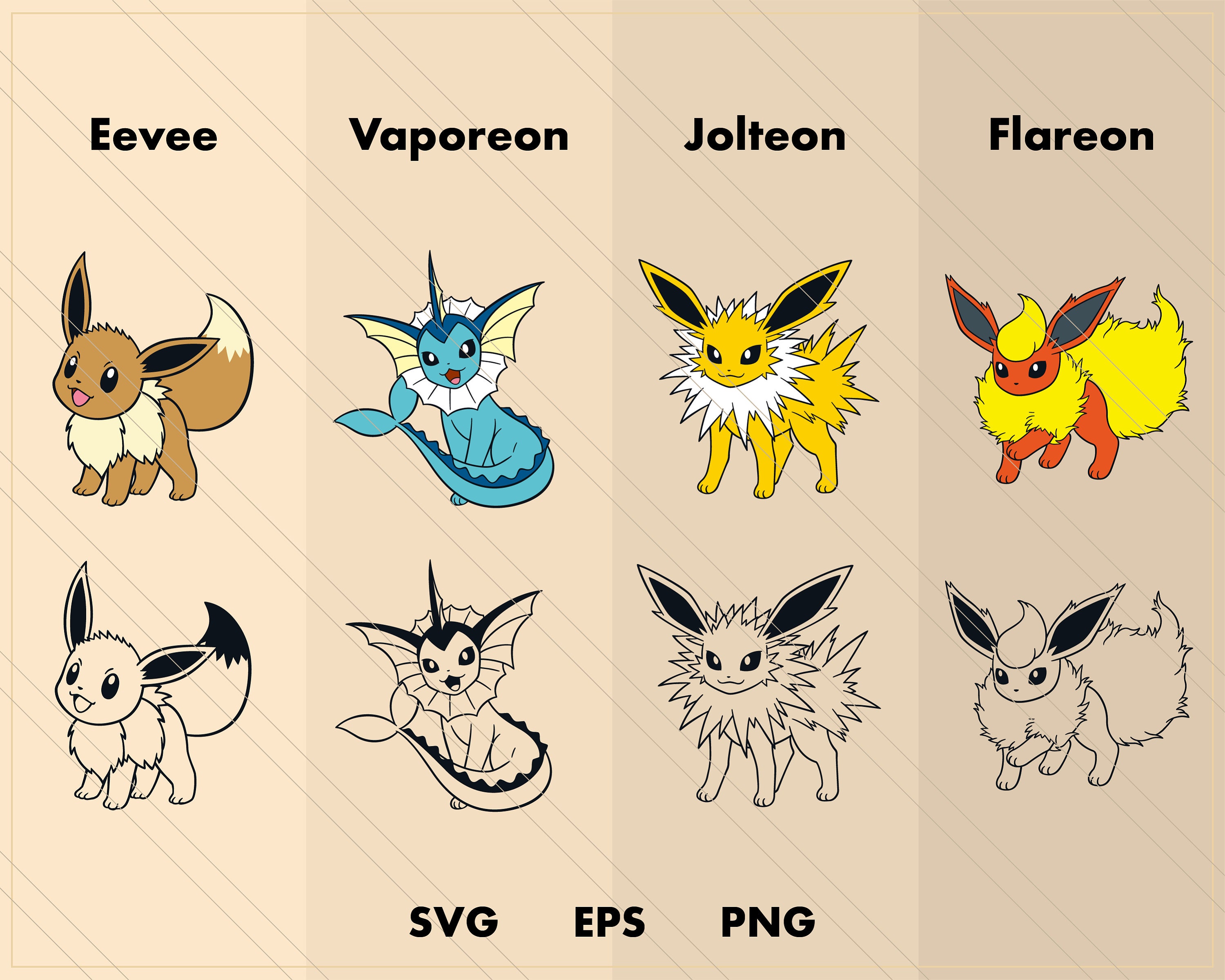 Download Eevee Bundle Pokemon SVG cut file Layered digital | Etsy
