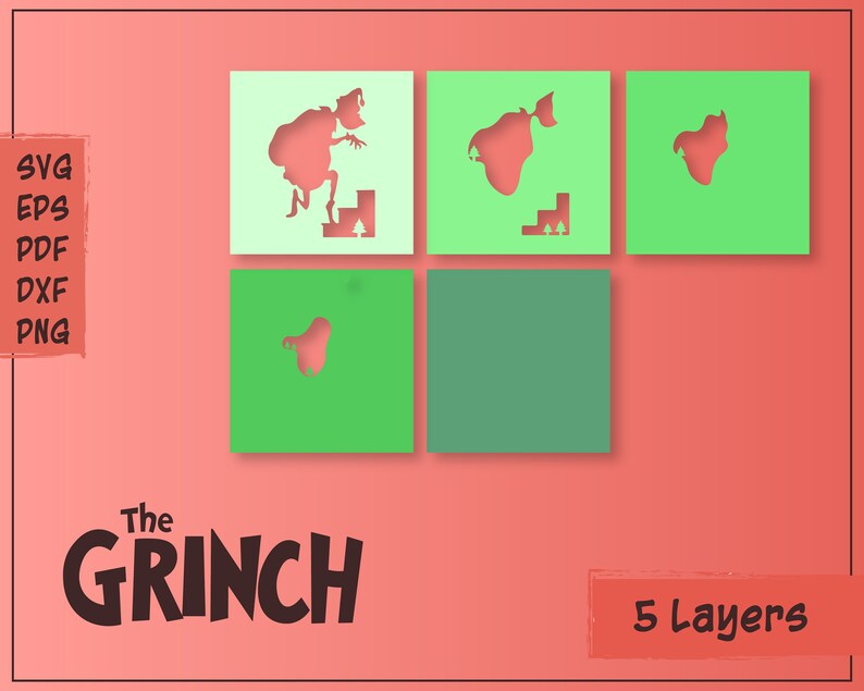 Download The Grinch 3d Shadowbox SVG Layered Paper Art Template | Etsy
